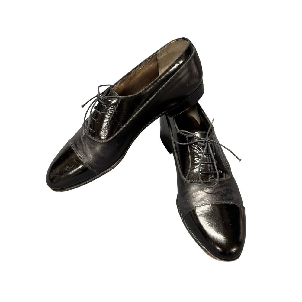 Salvatore Ferragamo Dress Shoes Mens 9.5 D Cap Toe Black Oxford Leather Italy